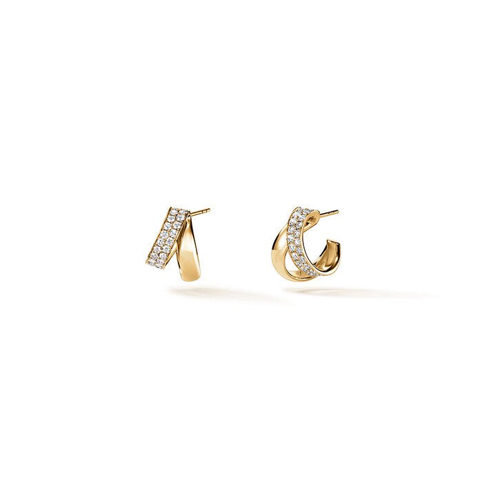 Vardy's Collection Inside Out Diamond Flip Small Hoop Earrings in 18K Yellow Gold (0.91ctw)