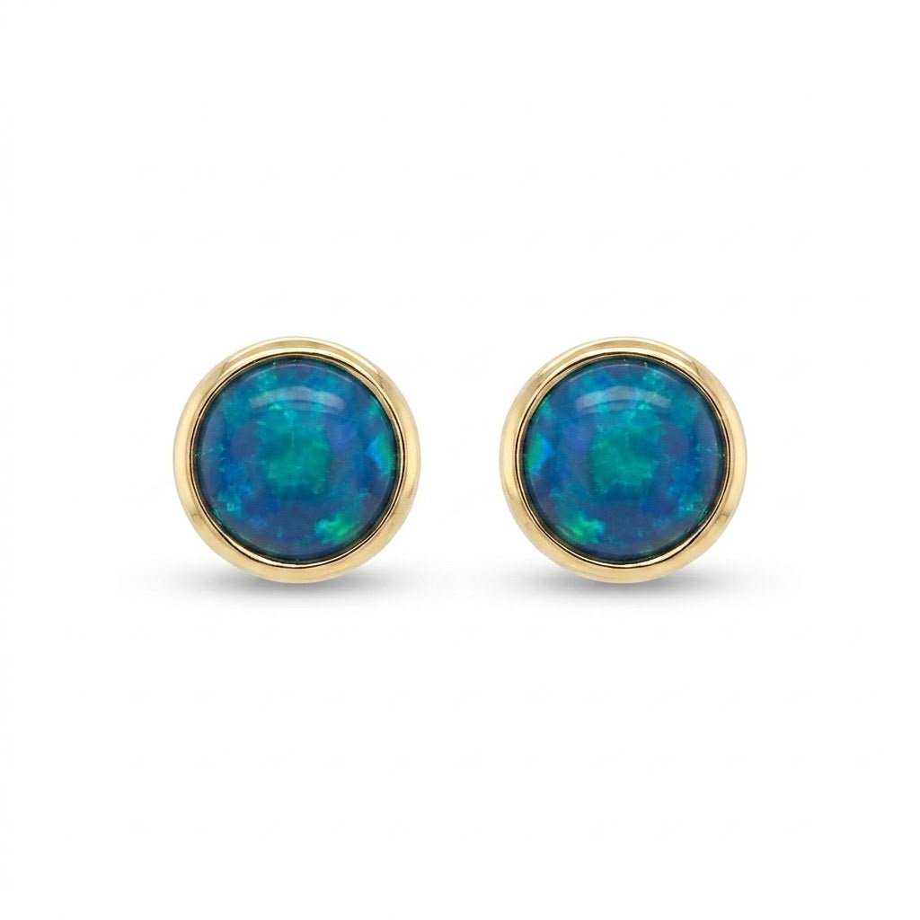 Vardy's Collection Opal Stud Earrings in 14K Yellow Gold