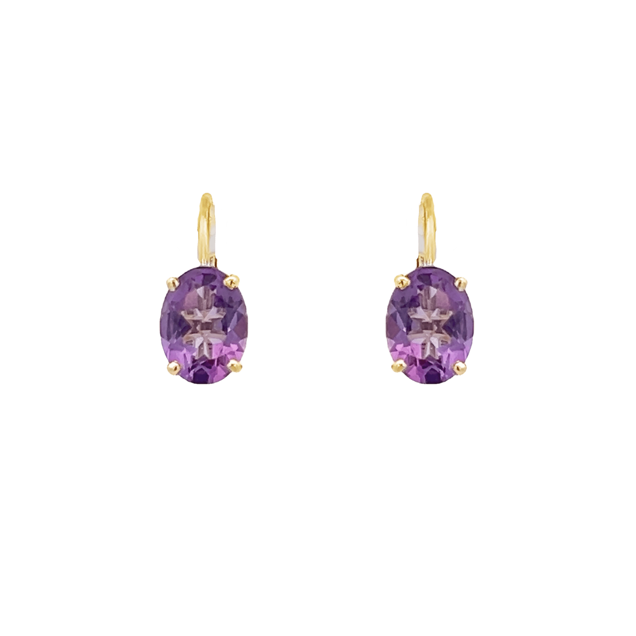 Vardy's Collection Oval Amethyst Drop Earrings in 14K Yellow Gold (4.28ctw)