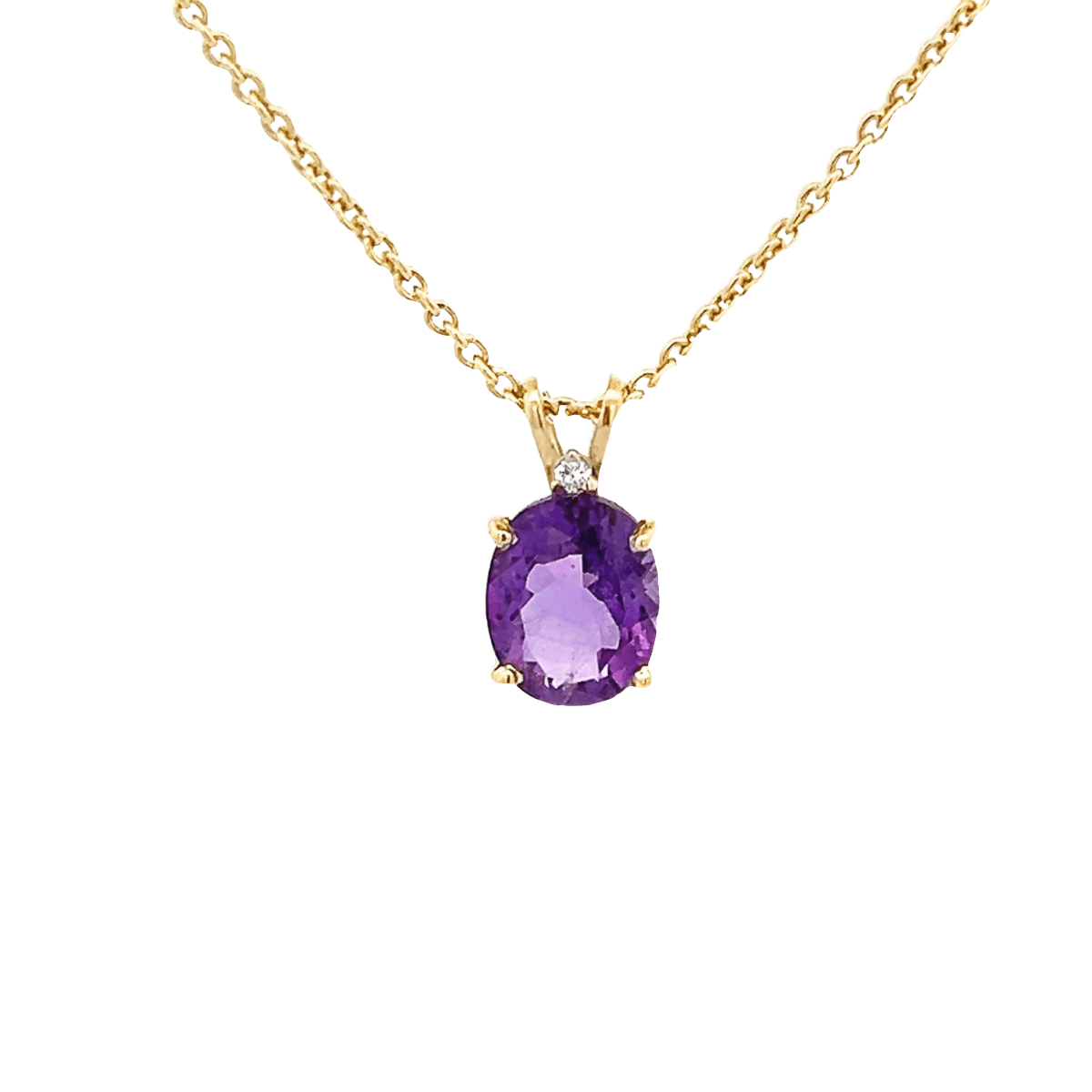 Vardy's Collection Oval Amethyst Pendant Necklace in 14K Yellow Gold (2.45ct)