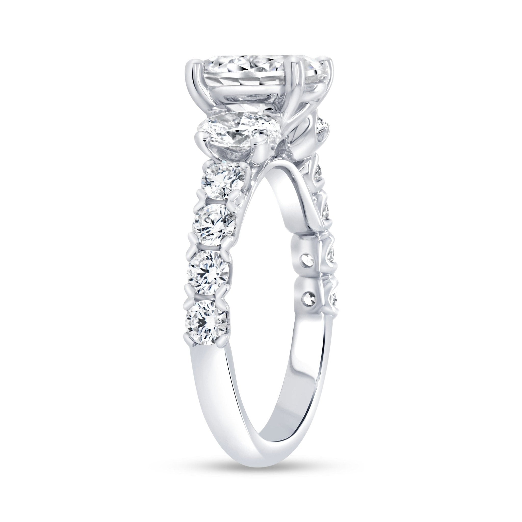 Vardy's Collection Oval and Round Diamond 3 Stone Engagement Ring in 18K White Gold (2.02tcw)