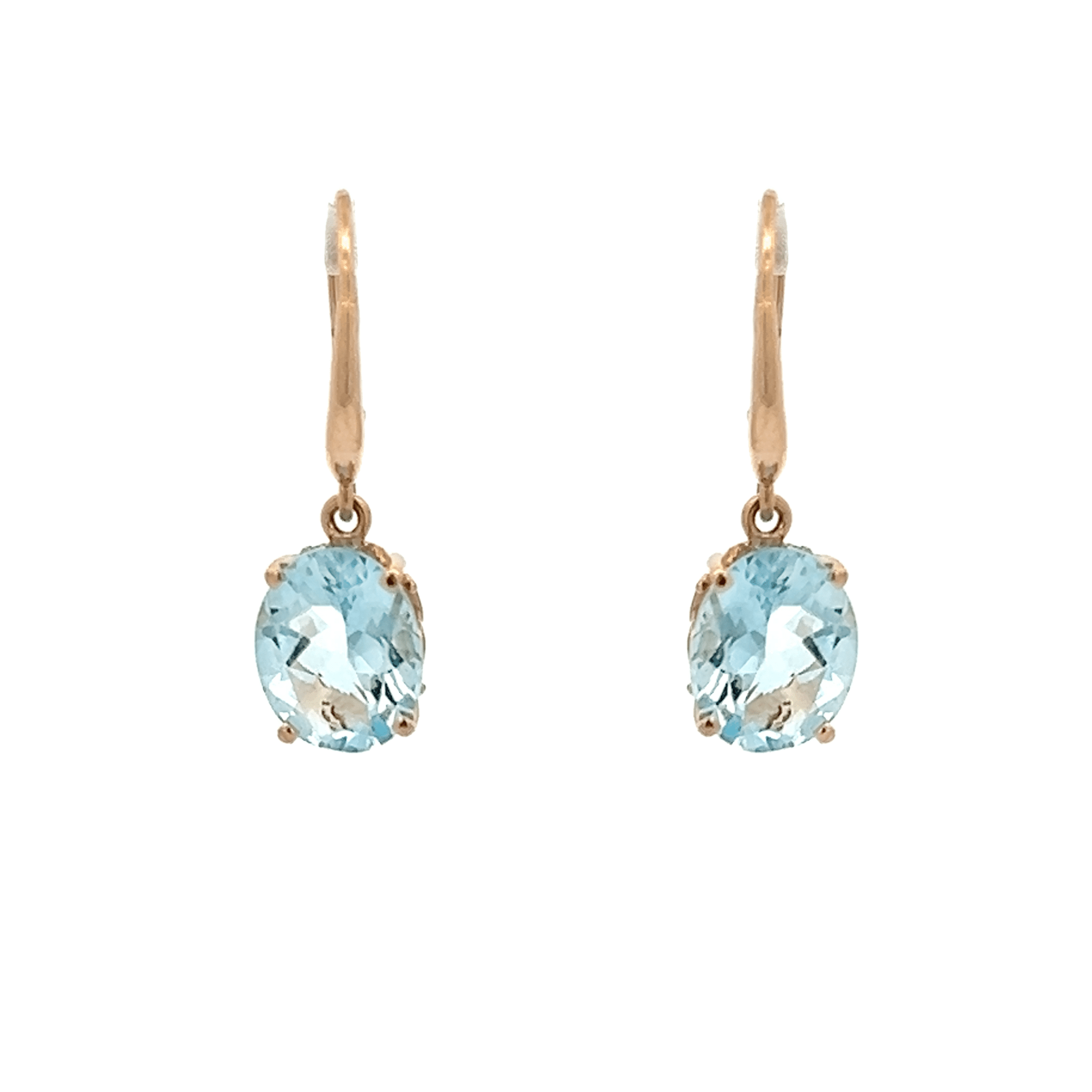 Vardy's Collection Oval Aquamarine Drop Earrings in 14K Yellow Gold (4.28ct)