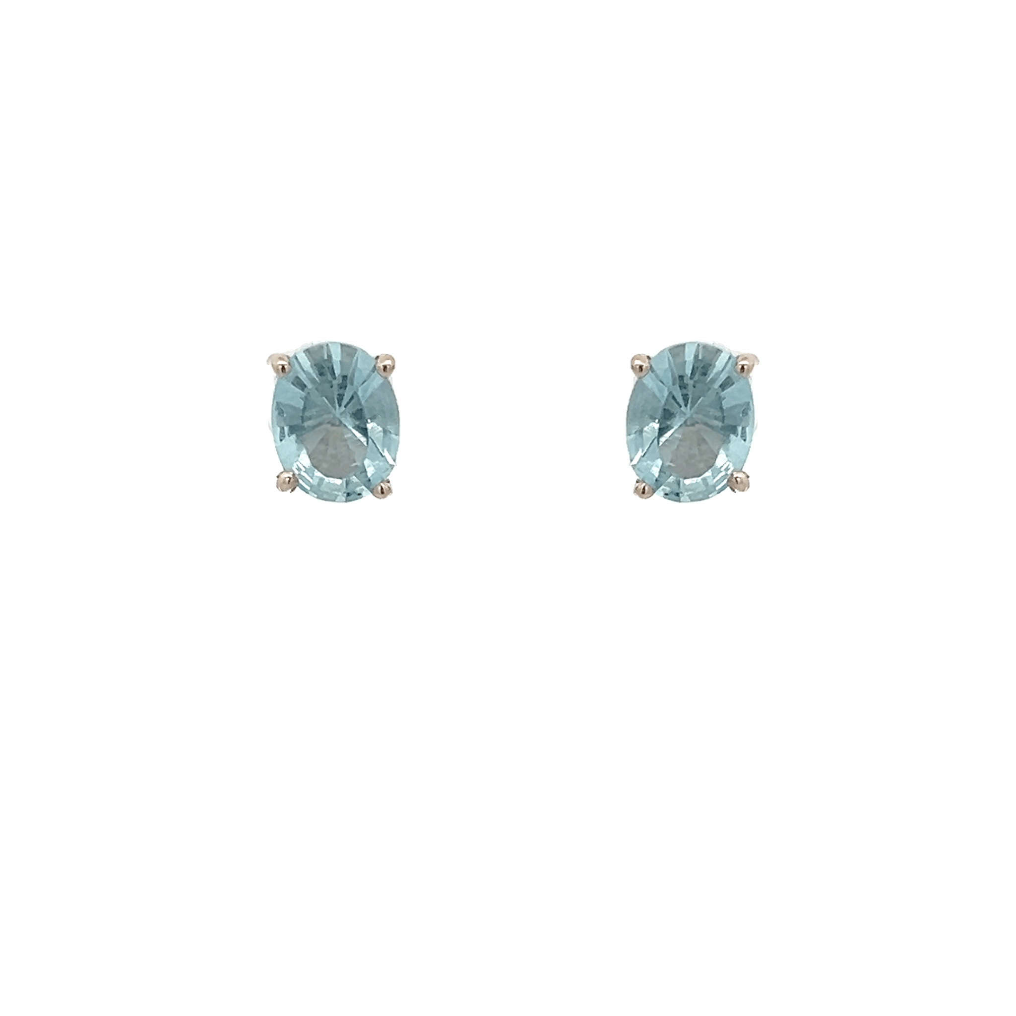Vardy's Collection Oval Aquamarine Stud Earrings in 14K White Gold (2.83ct)