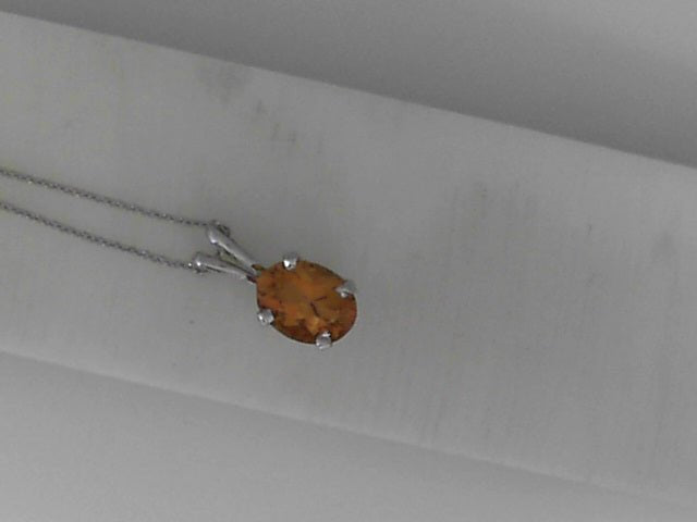 Vardy's Collection Oval Citrine Rabbit Ear Pendant Necklace in 14K White Gold (0.9)
