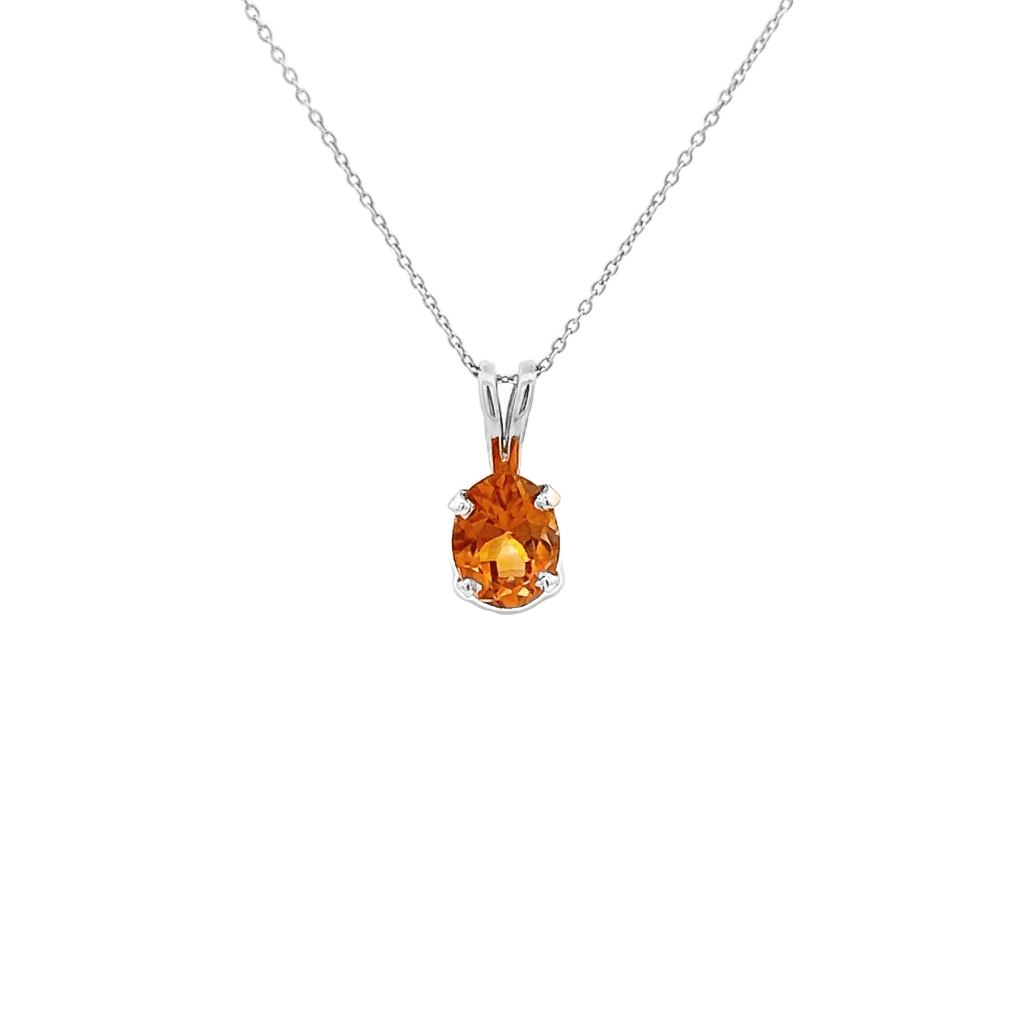 Vardy's Collection Oval Citrine Rabbit Ear Pendant Necklace in 14K White Gold (0.9)