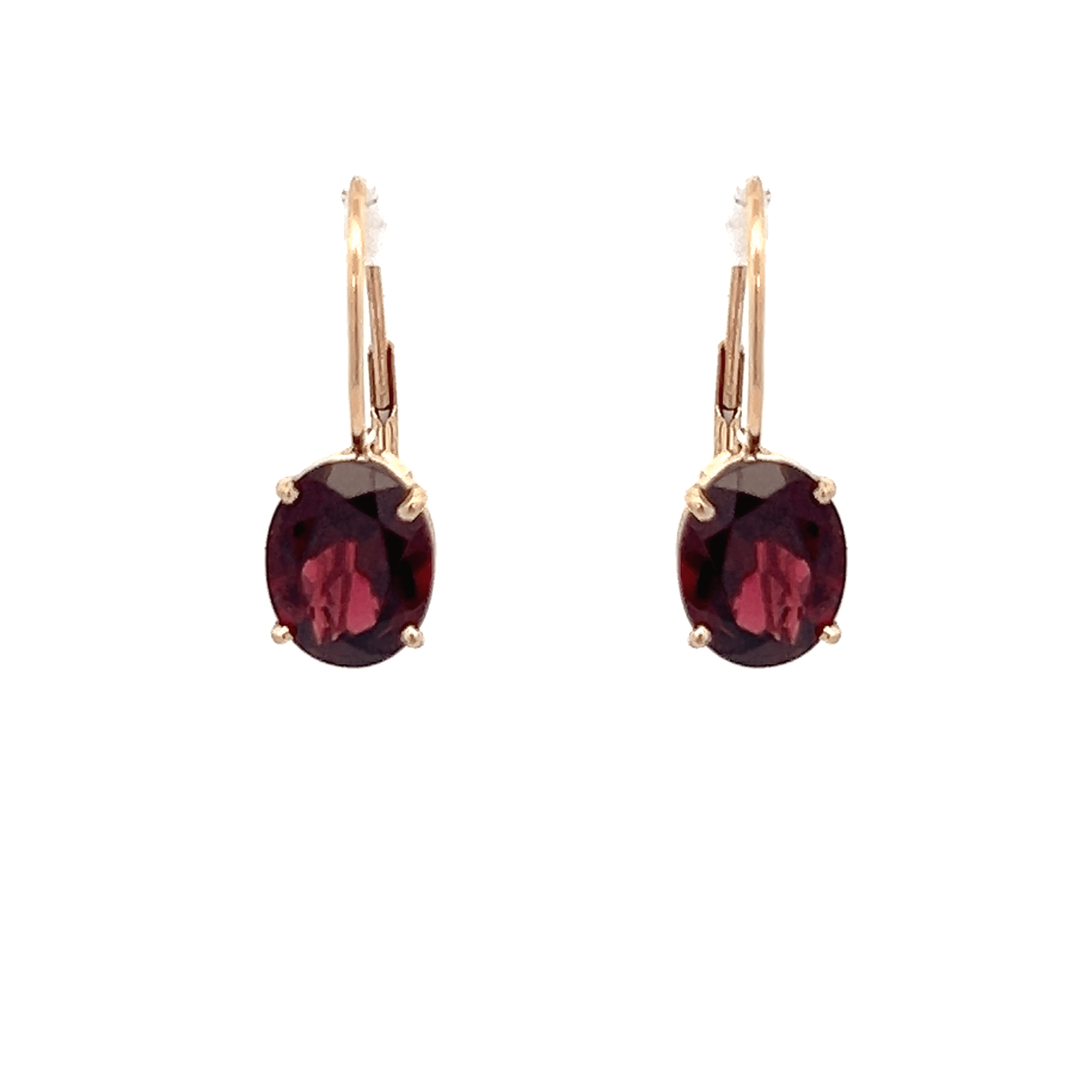 Vardy's Collection Oval Garnet Drop Earrings in 14K Yellow Gold (5.53ct)