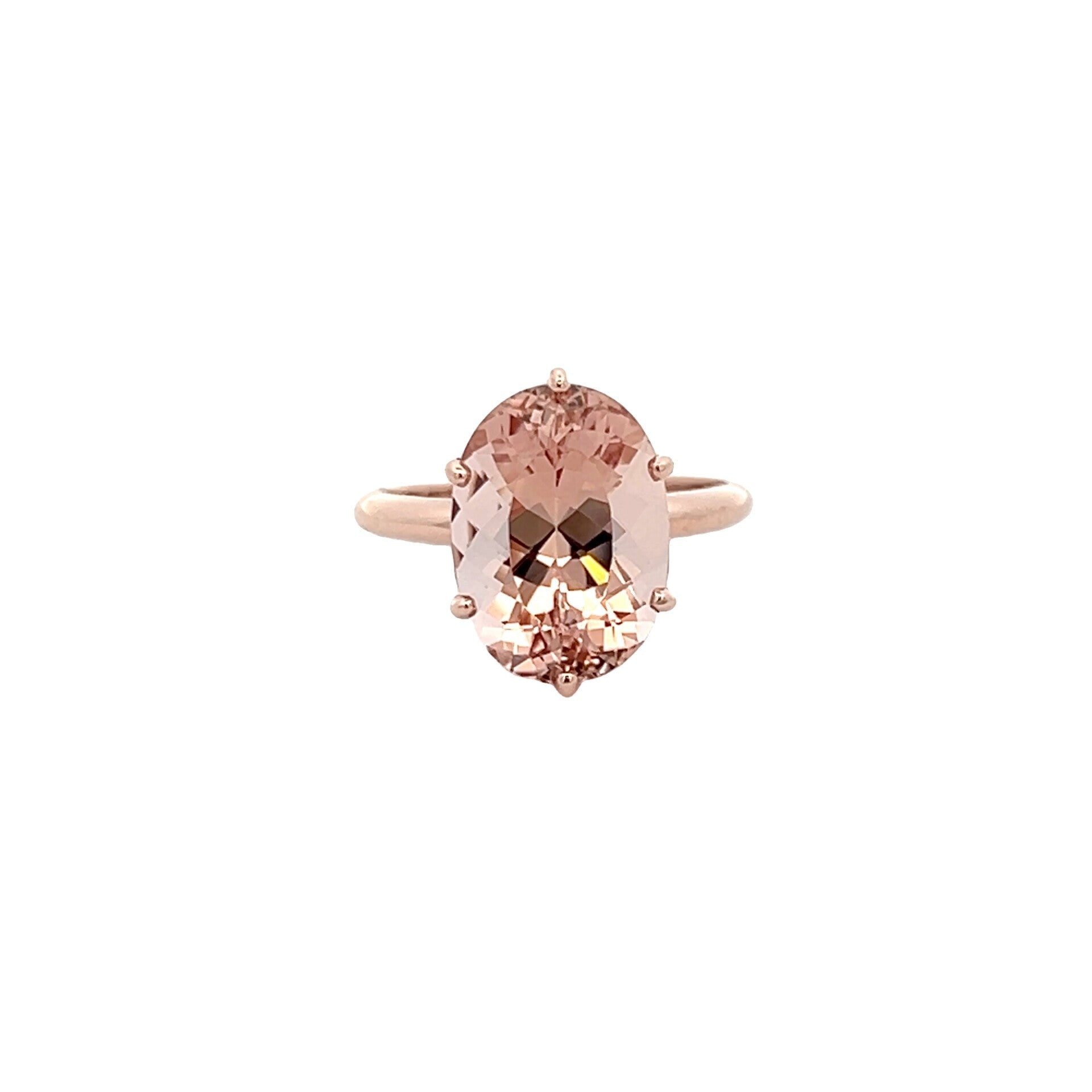 Vardy's Collection Oval Morganite Fashion Ring in 14K Rose Gold (6ct)