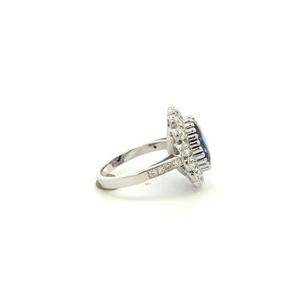 Vardy's Collection Oval Sapphire and Diamond Halo Fashion Ring in 14K White Gold (5.9ctw)