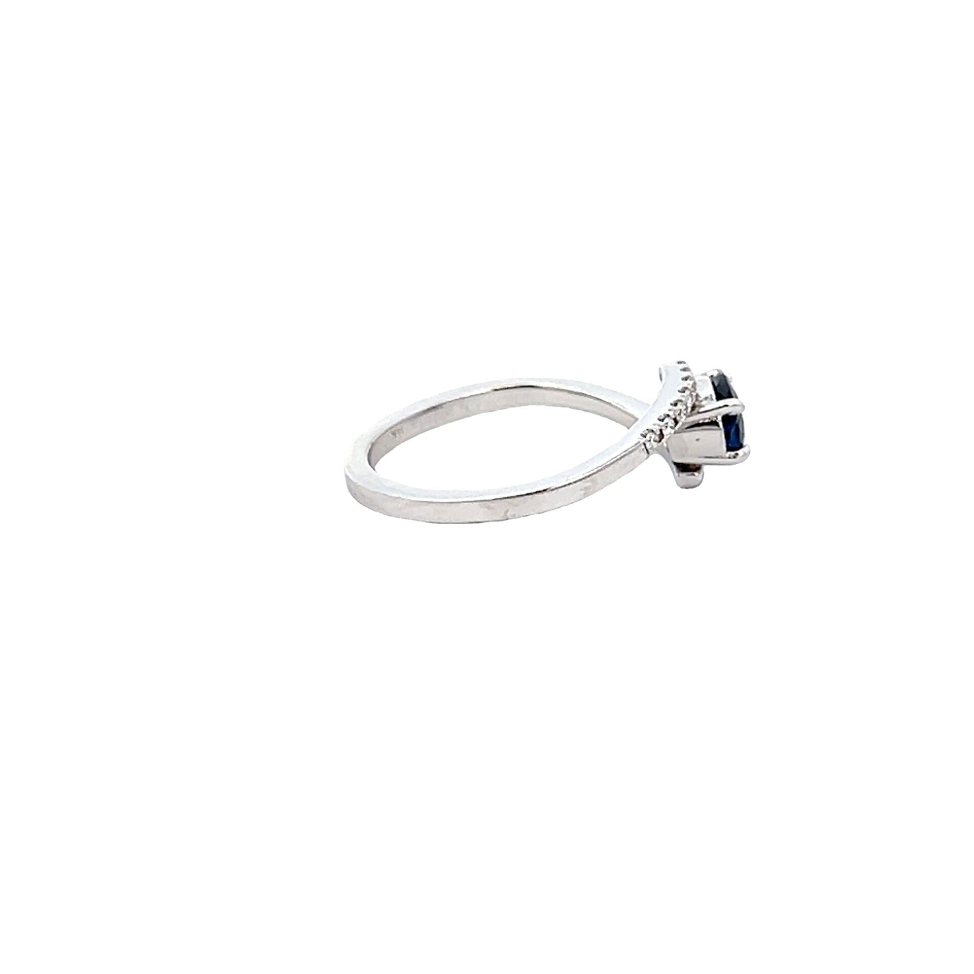 Vardy's Collection Oval Sapphire and Round Diamond Fashion Ring in 14K White Gold (0.95ct)