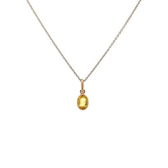 Vardy's Collection Oval Sapphire Drop Pennant Necklace in 18K Yellow Gold
