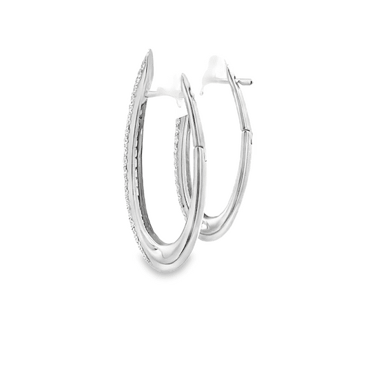 Vardy's Collection Pavé Diamond Hoop Earrings in 14K White Gold (1.2ct)