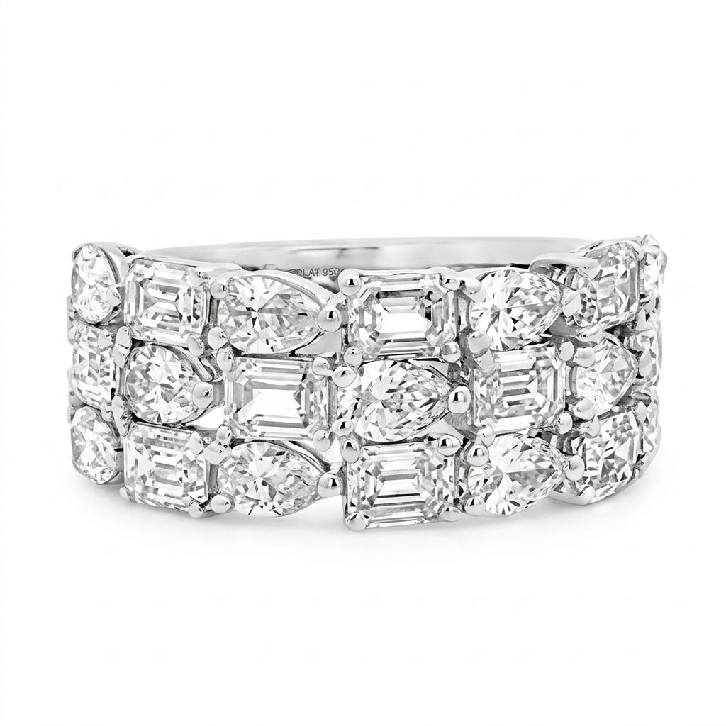 Vardy's Collection Pear and Emerald Cut Diamond Cluster Fashion Ring in 18K White Gold (3.25ct)