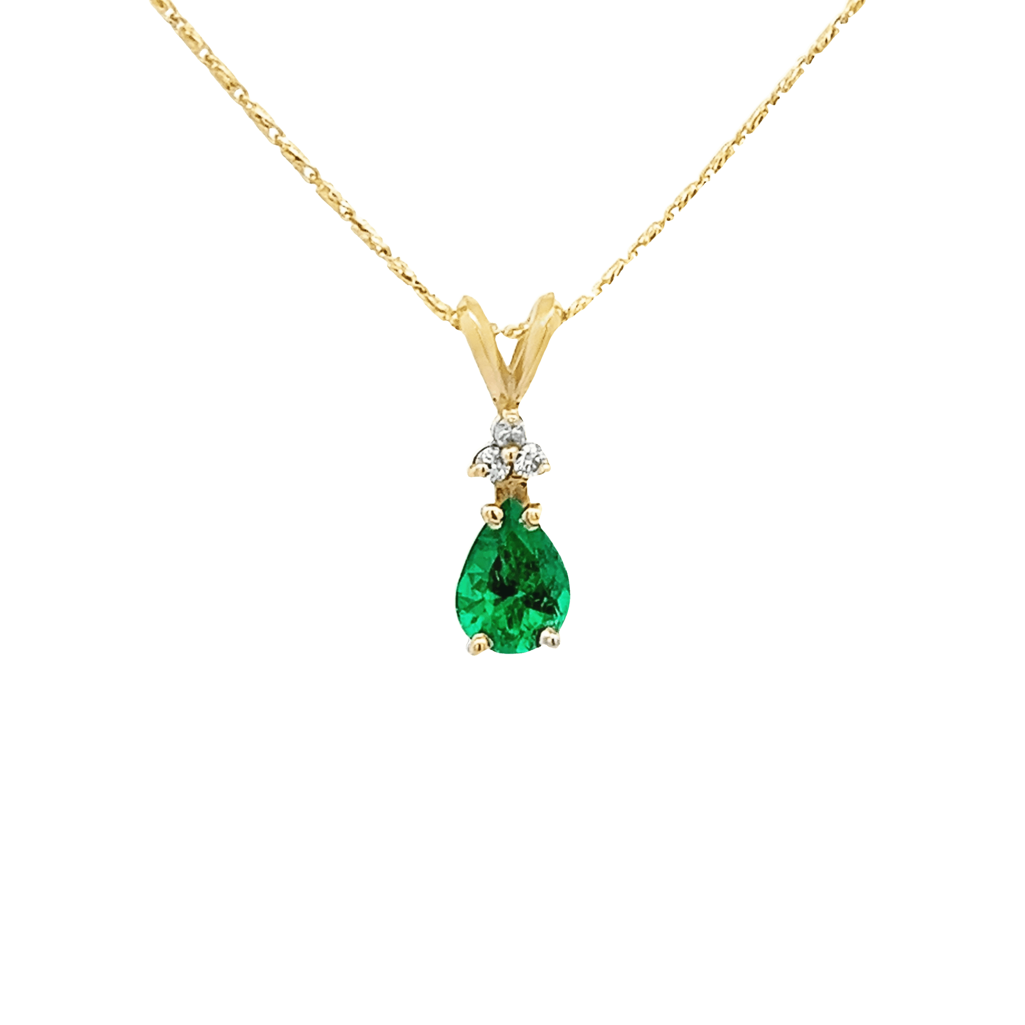 Vardy's Collection Pear and Round Diamond Rabbit Ear Pendant Necklace in 14K Yellow Gold (0.74ct)
