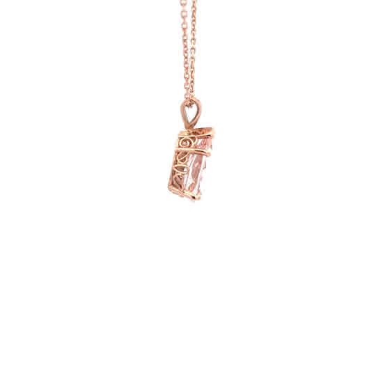 Vardy's Collection Pear Morganite Rabbit Ear Pendant Necklace in 14K Rosé Gold (3.20ct)
