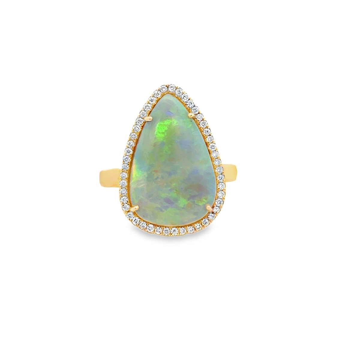 Vardy's Collection Pear Opal and Diamond Fashion Ring in 14K Yellow Gold (6.60ct Opal, 0.282ct Diamonds)
