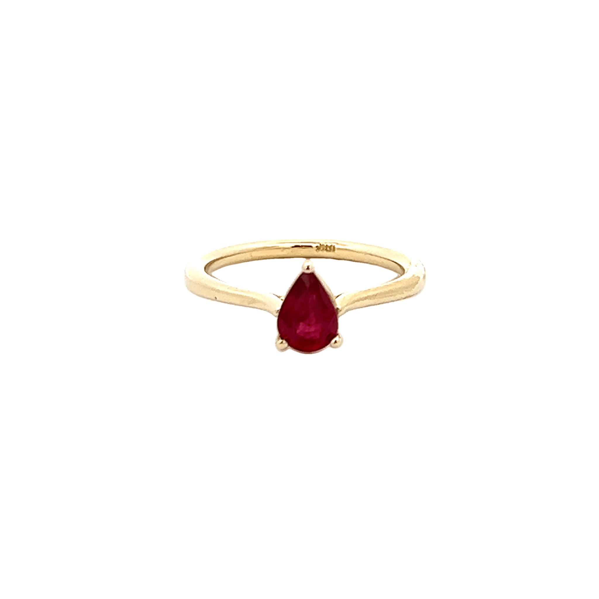 Vardy's Collection Pear Ruby Contemporary Fashion Ring in 18K Yellow Gold (0.74ct)