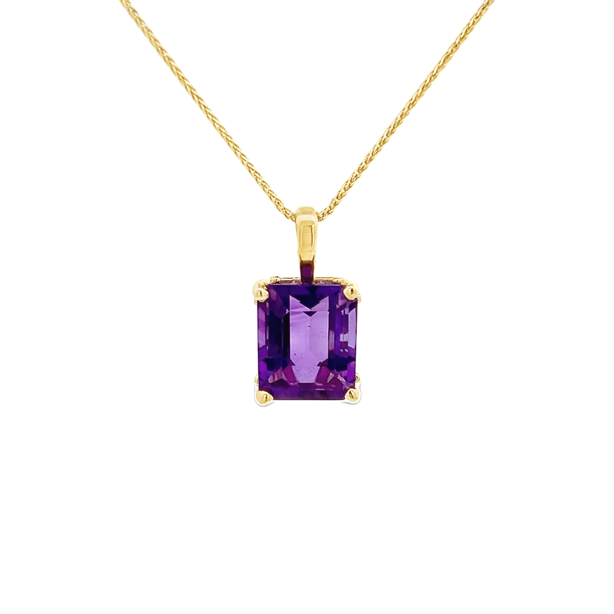 Vardy's Collection Rabbit Ear Amethyst Pendant Necklace in 14K Yellow Gold (4.38ct)