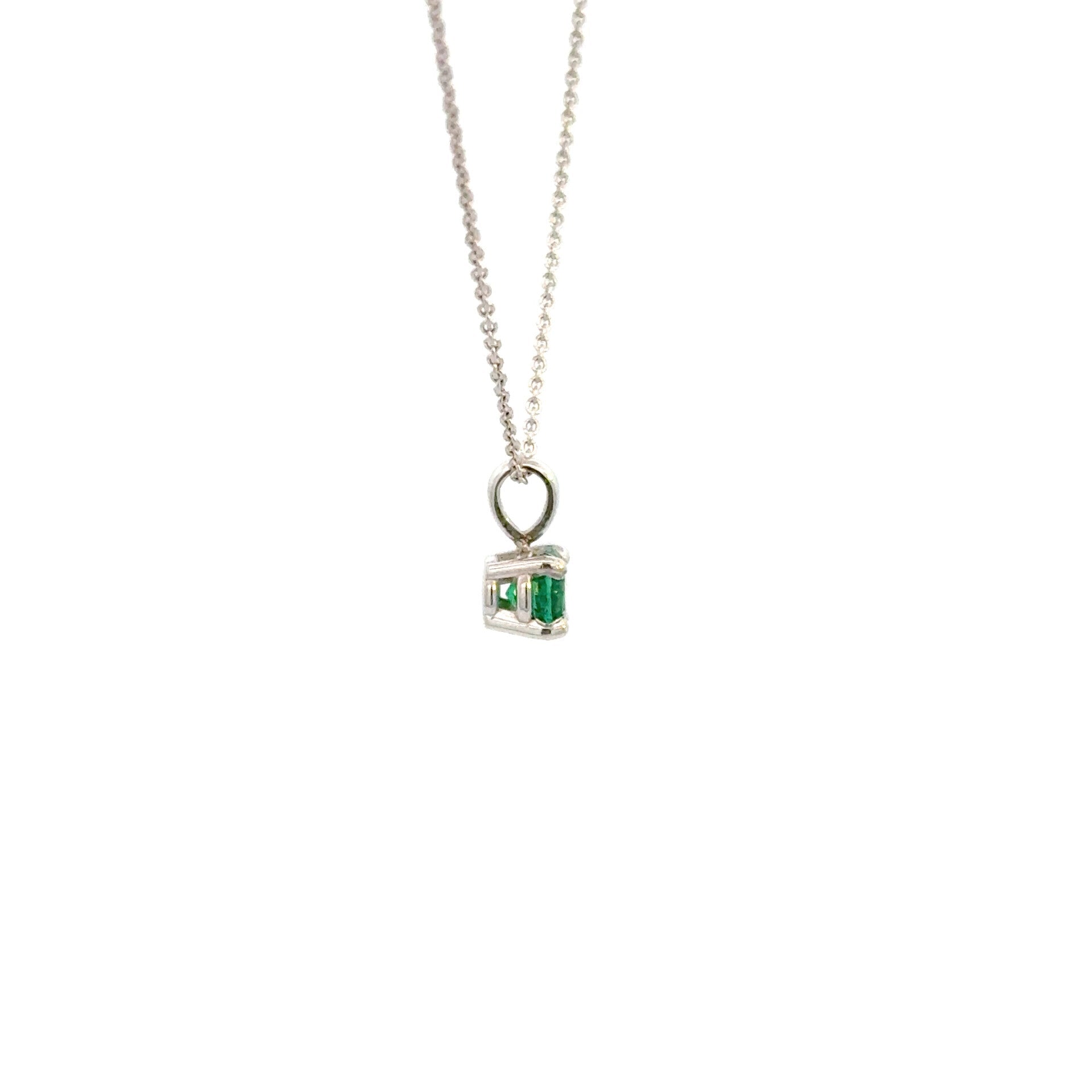Vardy's Collection Rabbit Ear Pendant Necklace with 0.48ct Round Green Emerald in 14K White Gold