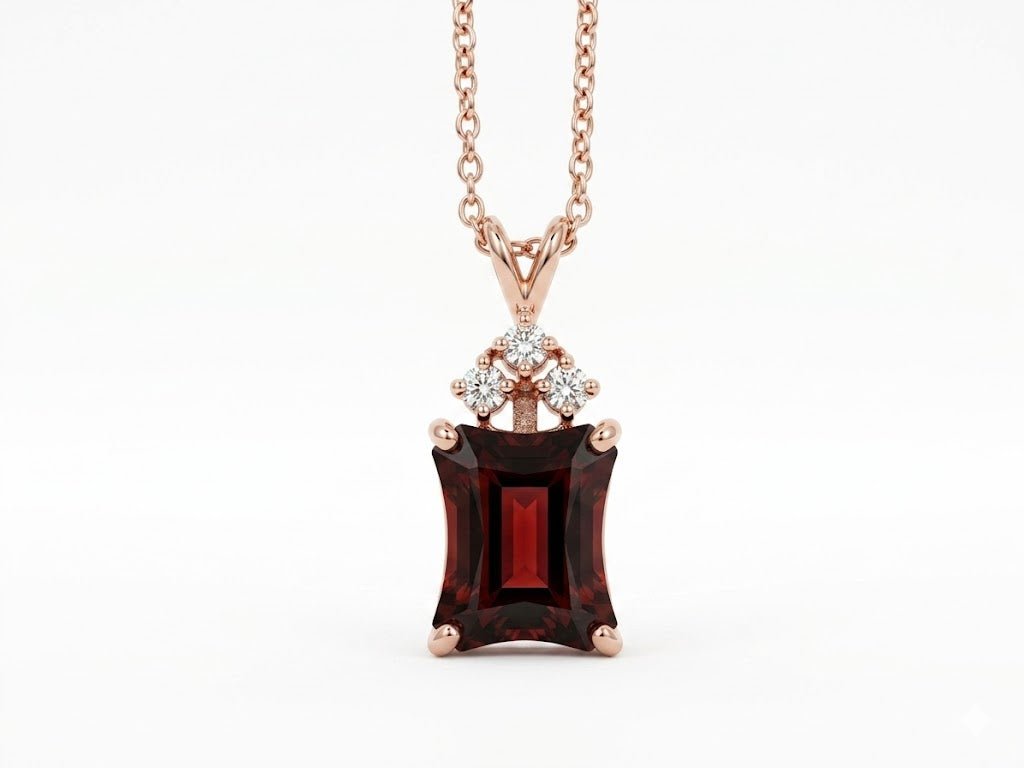 Vardy's Collection Rabbit Ear Pendant with Emerald Garnet and Round Diamonds in 14K Rose Gold (5.90ctw)