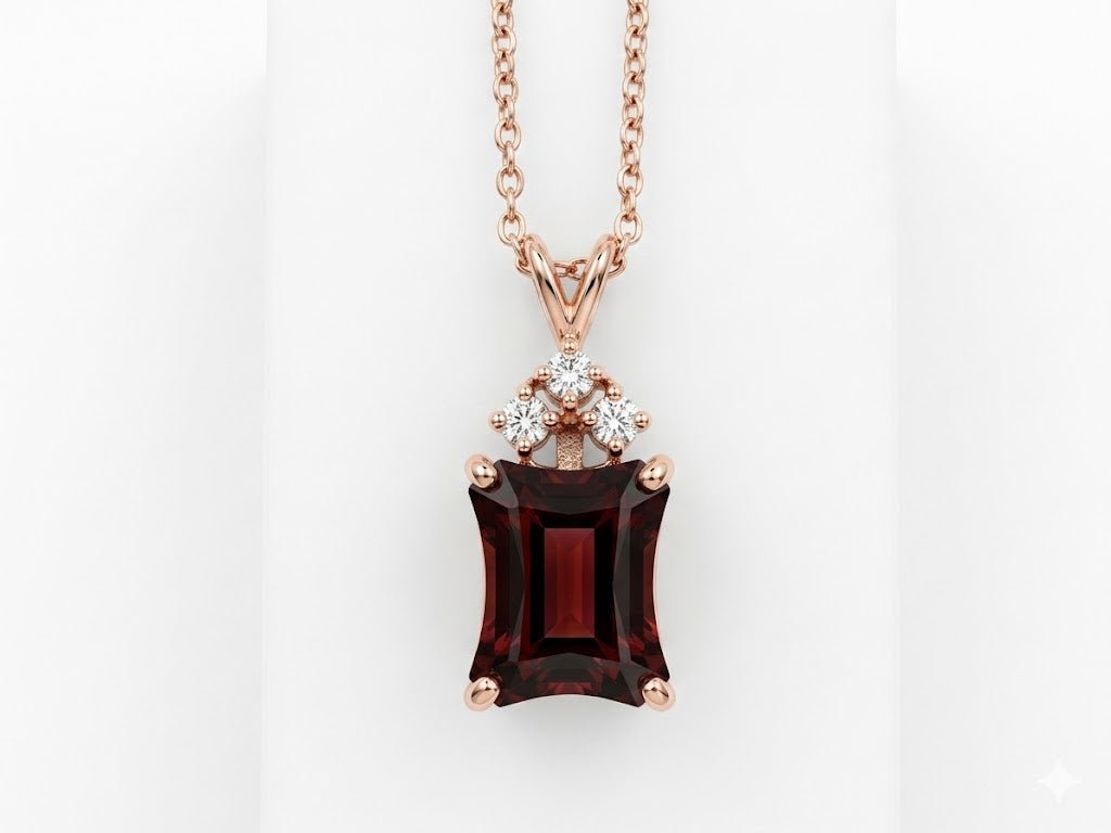 Vardy's Collection Rabbit Ear Pendant with Emerald Garnet and Round Diamonds in 14K Rose Gold (5.90ctw)