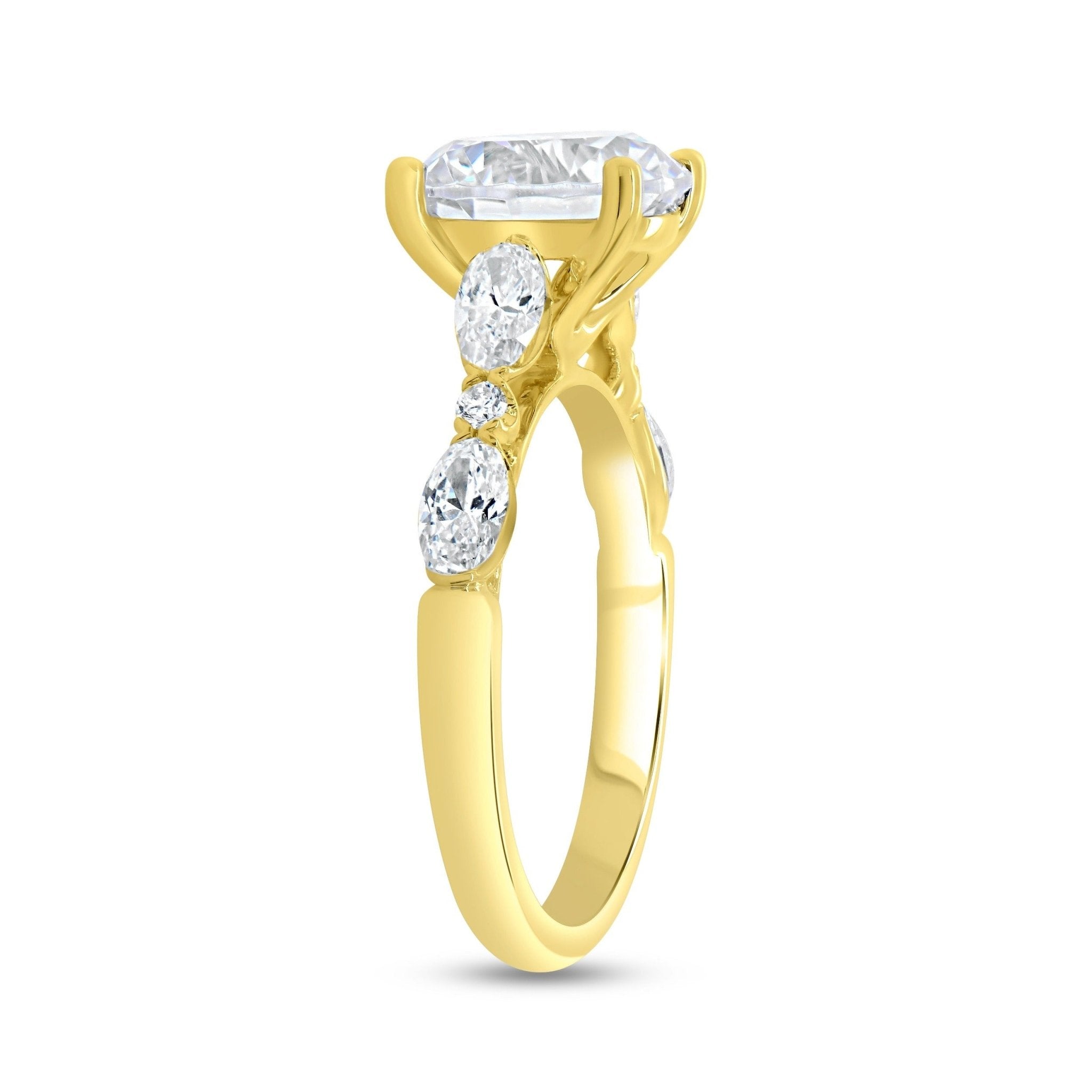 Vardy's Collection Round and Oval Shape Diamond Contemporary Engagement Ring in 18K Gold Plated Sterling Silver (0.93ct)