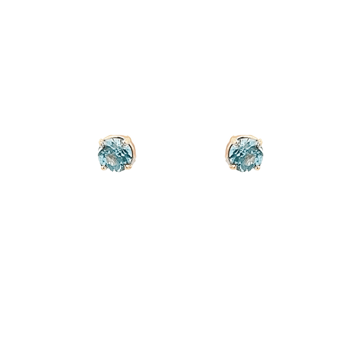 Vardy's Collection Round Aquamarine Stud Earrings in 14K Yellow Gold (0.65ct)