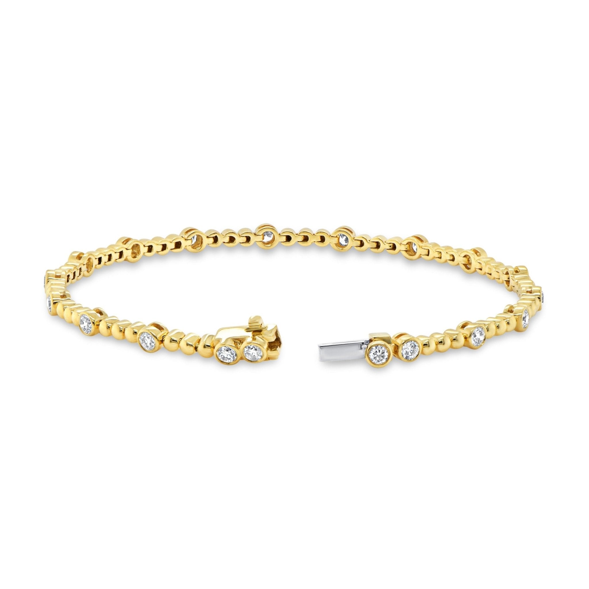 Vardy's Collection Round Blue Diamond Tennis Bracelet in 18K Yellow Gold (1.05ctw)