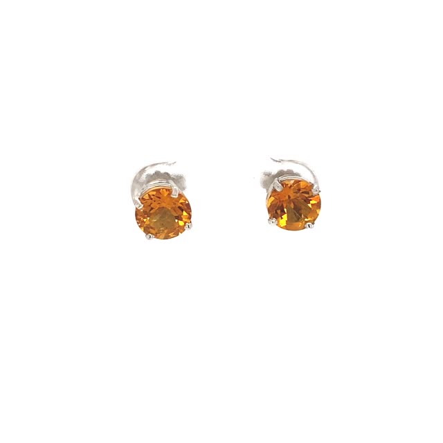 Vardy's Collection Round Citrine Stud Earrings in 14K Yellow Gold (0.73ct)