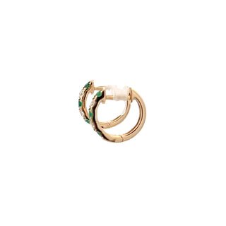 Vardy's Collection Round Diamond and Round Emerald Huggie Earrings in 14K Yellow Gold (0.14ctw)