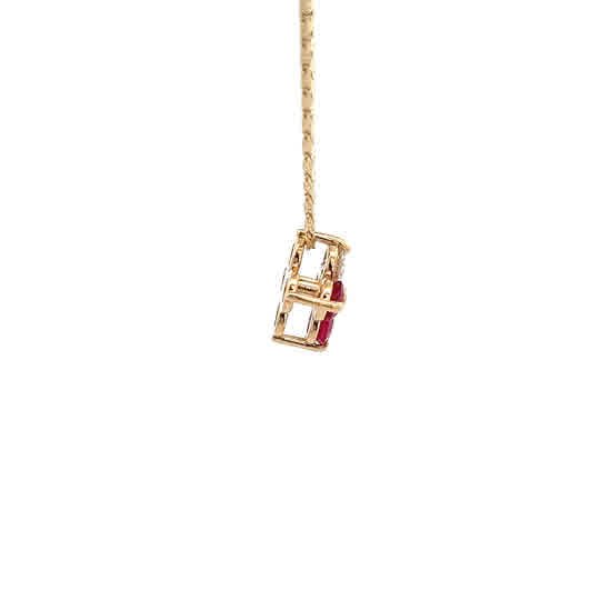 Vardy's Collection Round Diamond and Ruby Cable Link Pendant Necklace in 14K Yellow Gold (1.07ct)