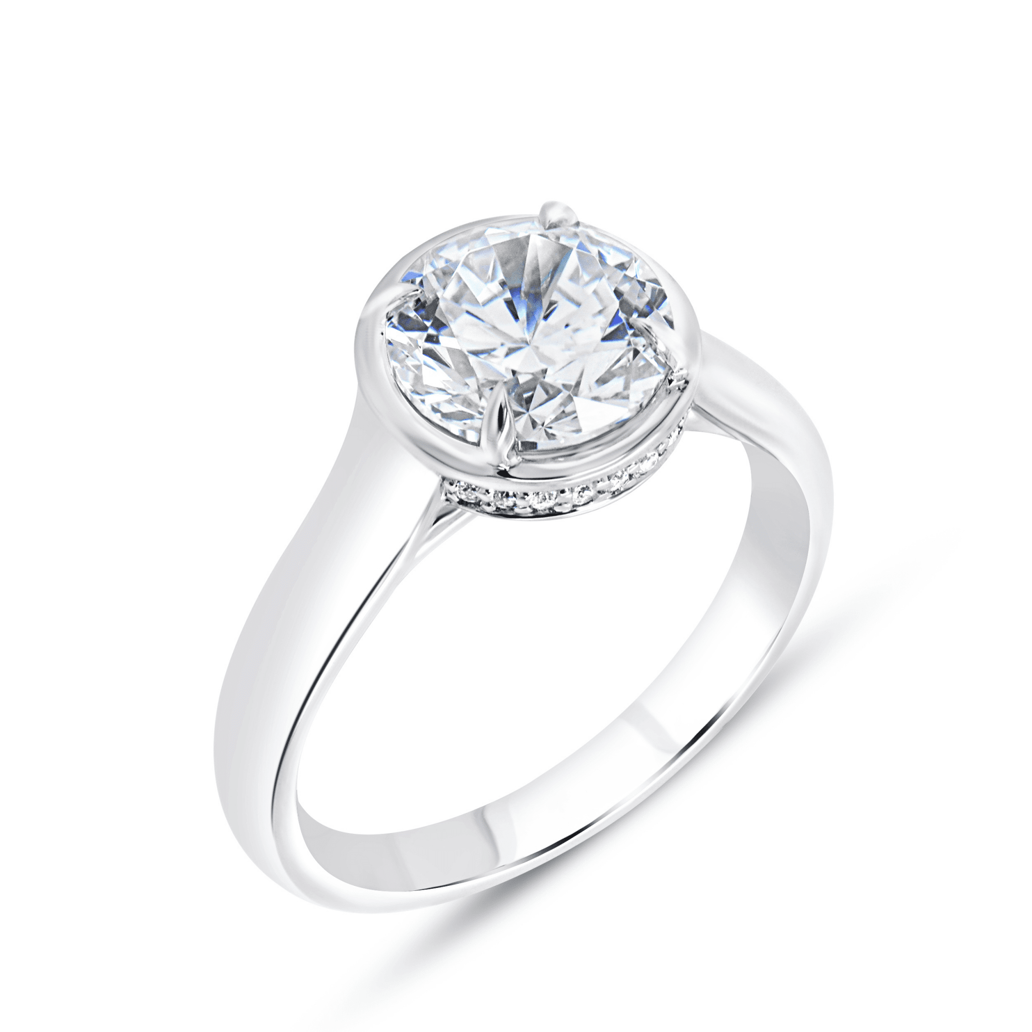 Vardy's Collection Round Diamond Bezel Setting Engagement Ring in 18K Gold Plated Silver (0.09ct)