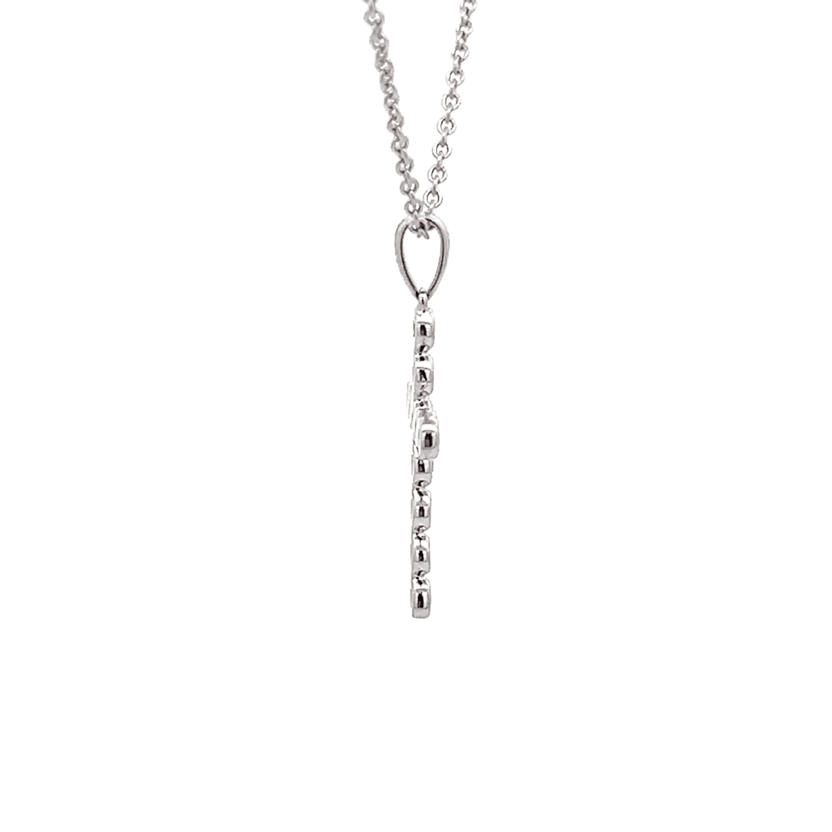 Vardy's Collection Round Diamond Cable Link Cross Pendant in 14K White Gold (0.08ct)