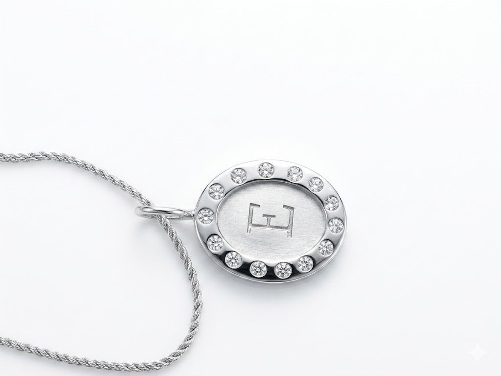 Vardy's Collection Round Diamond Charm Pendant in Sterling Silver