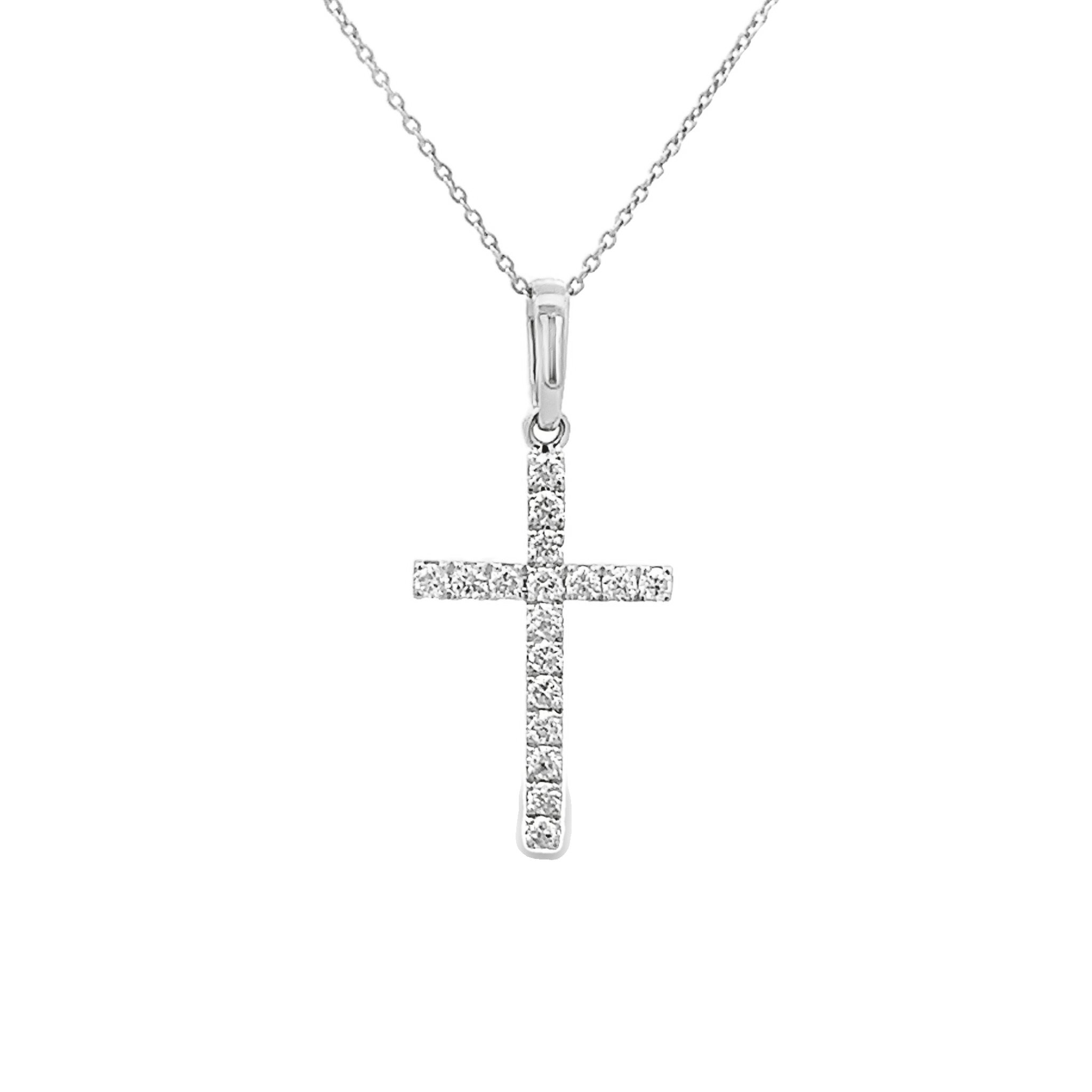Vardy's Collection Round Diamond Cross Pendant Necklace in 14K White Gold (0.28ctw)