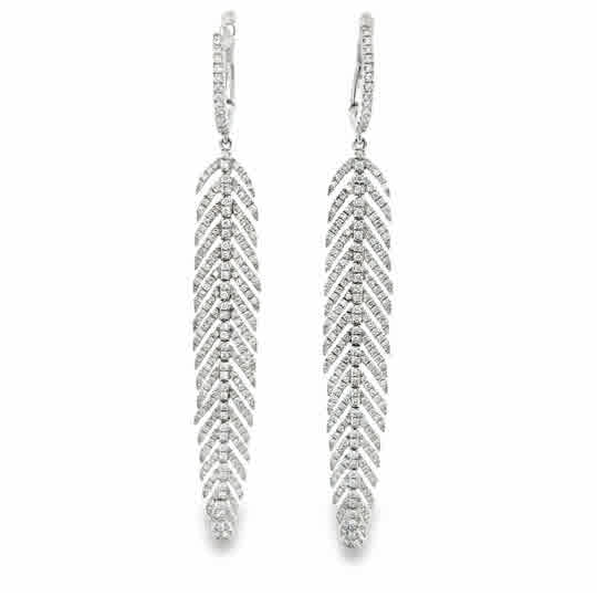 Vardy's Collection Round Diamond Drop Earrings in 18K White Gold (1.31ctw)