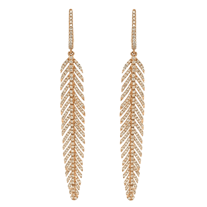 Vardy's Collection Round Diamond Drop Earrings in 18K White Gold (1.31ctw)
