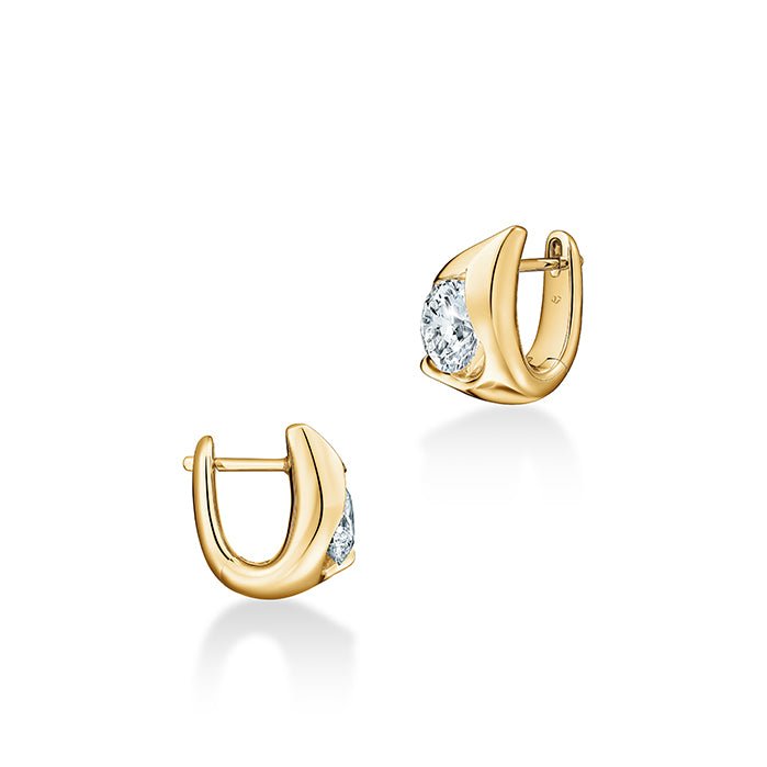 Vardy's Collection Round Diamond Droplet Huggie Earrings in 18K Yellow Gold (1.03ct)