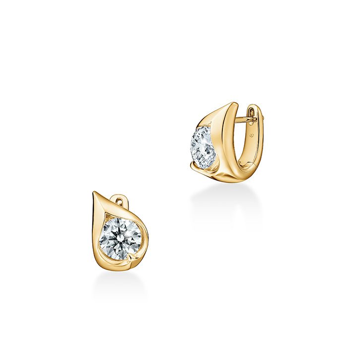 Vardy's Collection Round Diamond Droplet Huggie Earrings in 18K Yellow Gold (1.03ct)