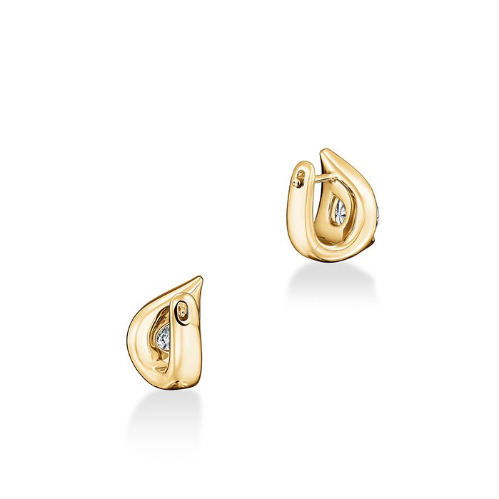Vardy's Collection Round Diamond Droplet Huggie Earrings in 18K Yellow Gold (1.03ct)