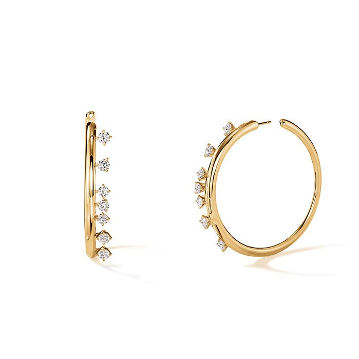 Vardy's Collection Round Diamond Floating Hoop Earrings in 18K Yellow Gold (1.57ct)