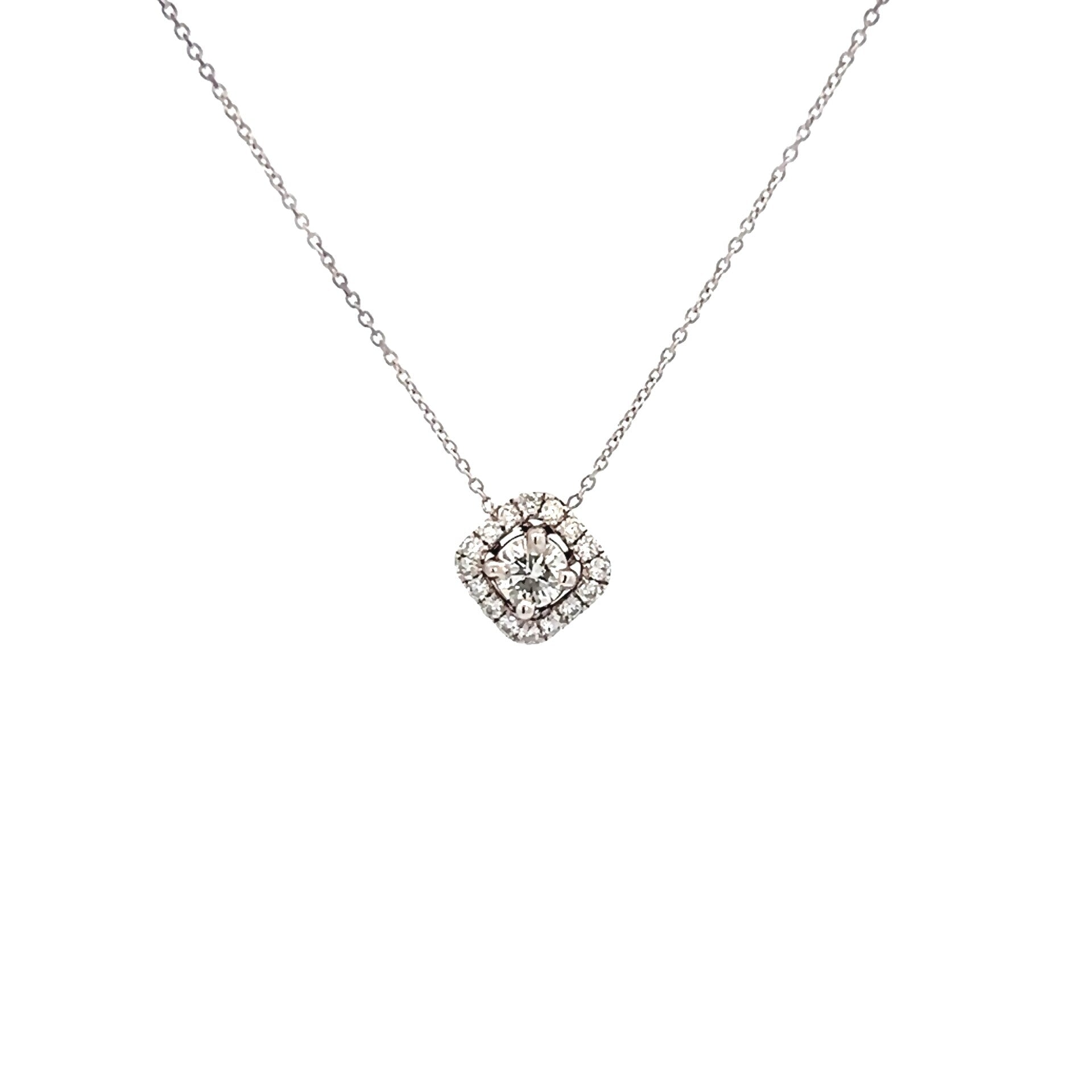 Vardy's Collection Round Diamond Halo Pendant Necklace in 14K White Gold (0.20ctw)