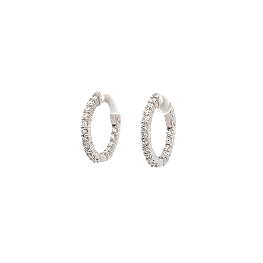 Vardy's Collection Round Diamond Hoop Earrings in 14K White Gold (1.00ct)