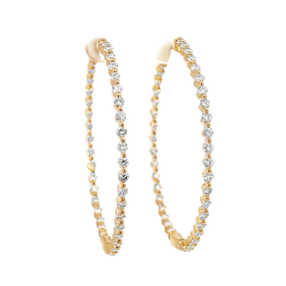 Vardy's Collection Round Diamond Large Hoop Earrings in 14K Yellow Gold (4ct)