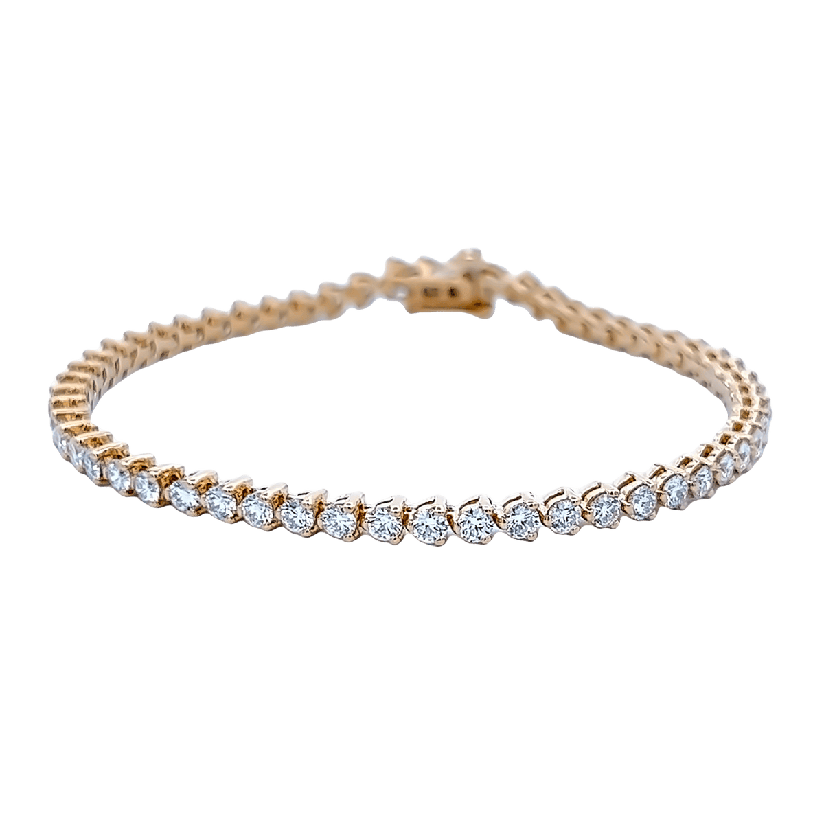 Shop Vardy's Collection Round Diamond Tennis Bracelet in 18K Yellow ...