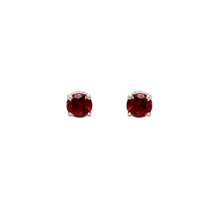 Vardy's Collection Round Garnet Stud Earrings in 14K White Gold (2.04ct)