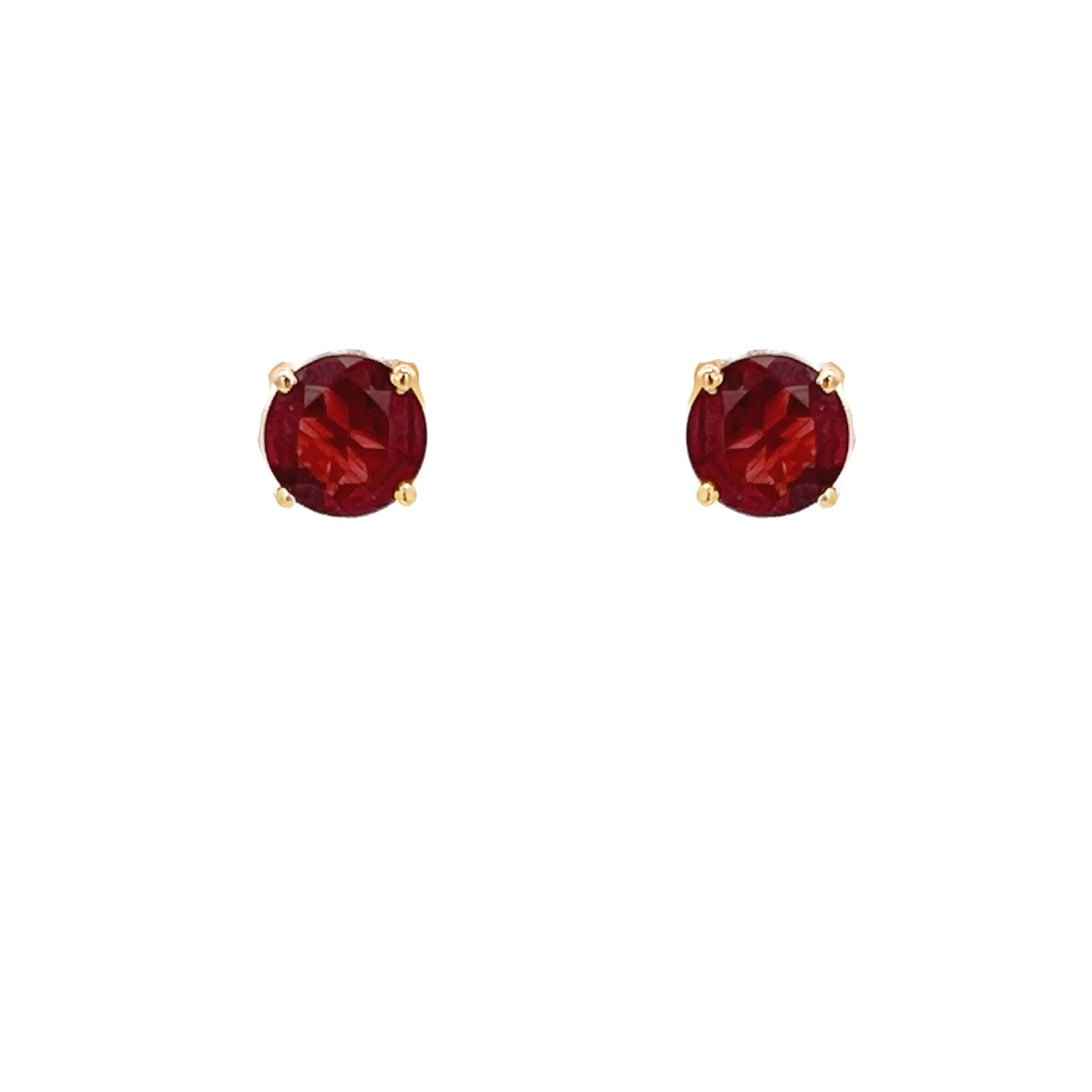 Vardy's Collection Round Garnet Stud Earrings in 14K Yellow Gold (1.60tcw)