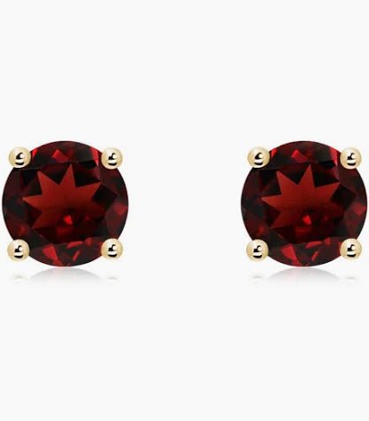 Vardy's Collection Round Garnet Stud Earrings in 14K Yellow Gold (2.52ct)