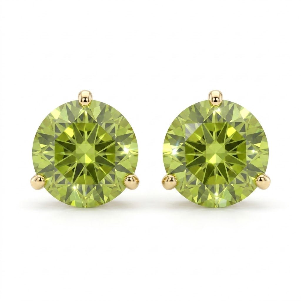 Vardy's Collection Round Peridot Stud Earrings in 14K Yellow Gold (3.02tcw)