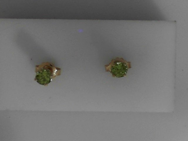 Vardy's Collection Round Peridot Stud Earrings in 14K Yellow Gold