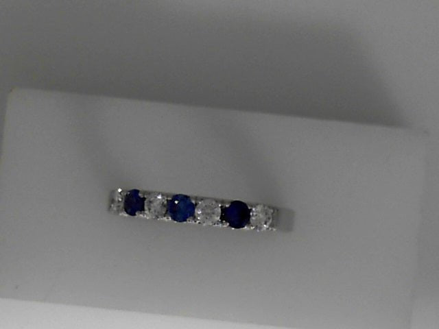 Vardy's Collection Round Sapphire and Diamond Fashion Ring in 14K White Gold (0.76ct)